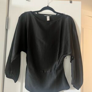 H&M Boat Neck Long-Sleeve Blouse Top - Black, XS